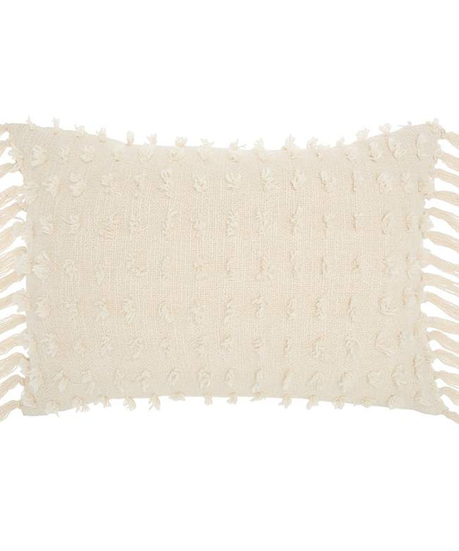 Life Styles Cream Cut Fray Texture 20"x14" Throw Pillow