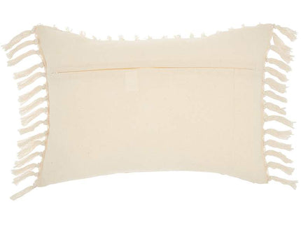 Life Styles Cream Cut Fray Texture 20"x14" Throw Pillow