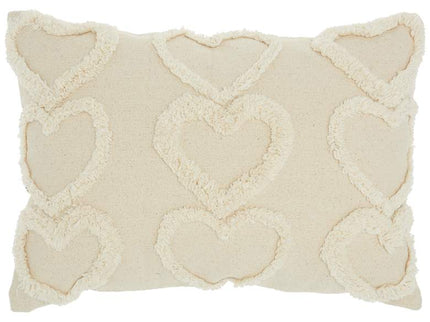 Life Styles Cream Raised Hearts 20"x14" Throw Pillow