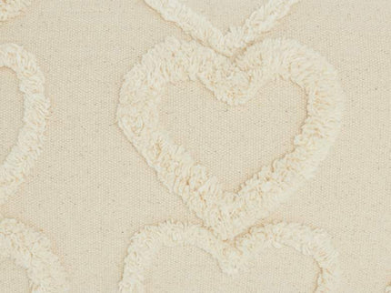 Life Styles Cream Raised Hearts 20"x14" Throw Pillow