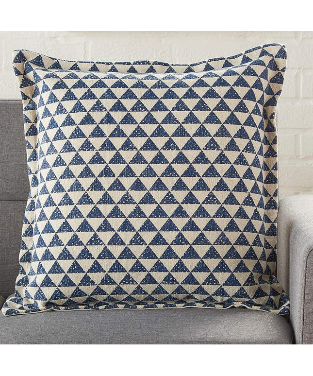Life Styles Indigo Triangles 20" Square Throw Pillow