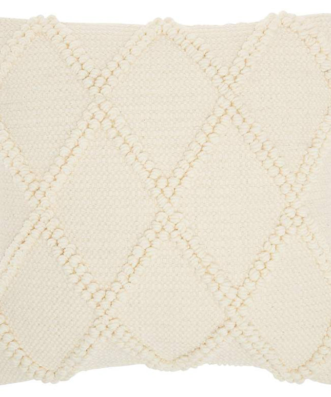 Life Styles Ivory Diamond Lattice 18" Square Throw Pillow