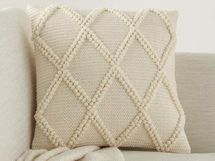 Life Styles Ivory Diamond Lattice 18" Square Throw Pillow
