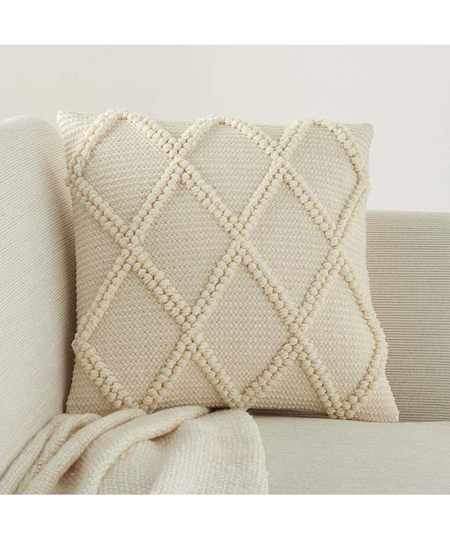 Life Styles Ivory Diamond Lattice 18" Square Throw Pillow
