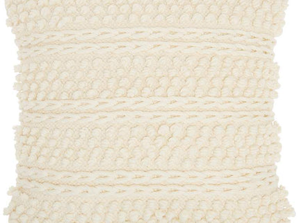 Life Styles Ivory Woven Stripes 18" Square Throw Pillow