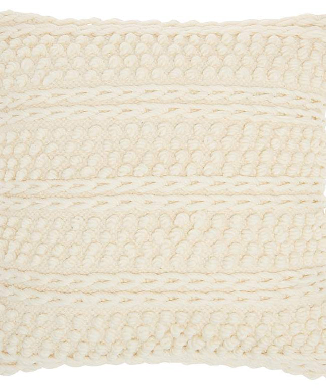 Life Styles Ivory Woven Stripes 18" Square Throw Pillow