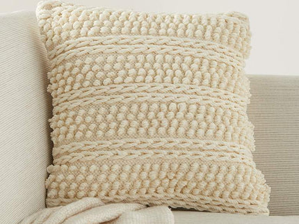 Life Styles Ivory Woven Stripes 18" Square Throw Pillow