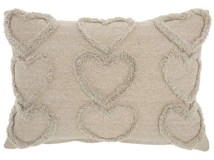 Life Styles Khaki Raised Hearts 20"x14" Throw Pillow