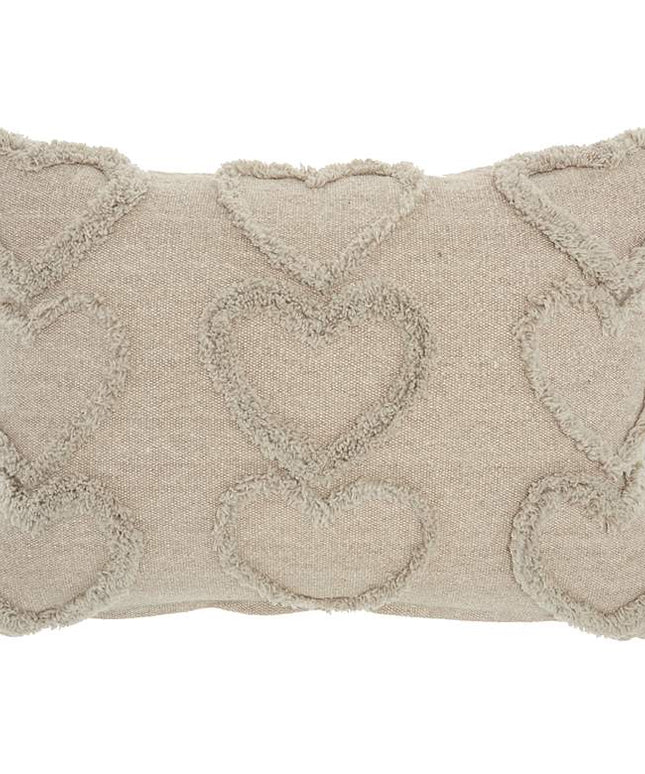 Life Styles Khaki Raised Hearts 20"x14" Throw Pillow