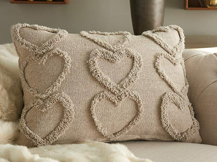 Life Styles Khaki Raised Hearts 20"x14" Throw Pillow