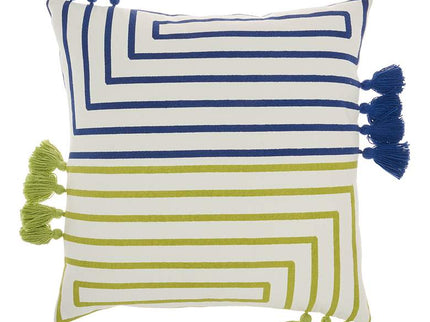 Life Styles Lime Blue Lines 18" Square Throw Pillow