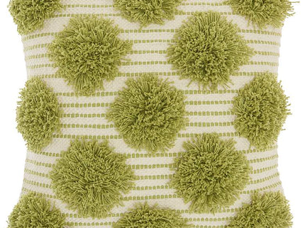 Life Styles Lime Tufted Pom Poms 18" Square Throw Pillow