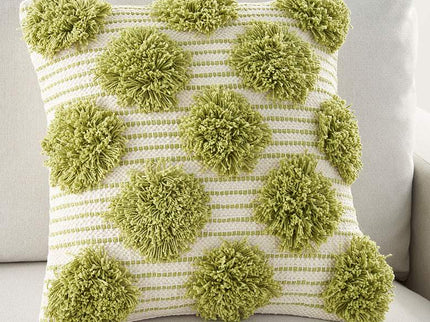 Life Styles Lime Tufted Pom Poms 18" Square Throw Pillow