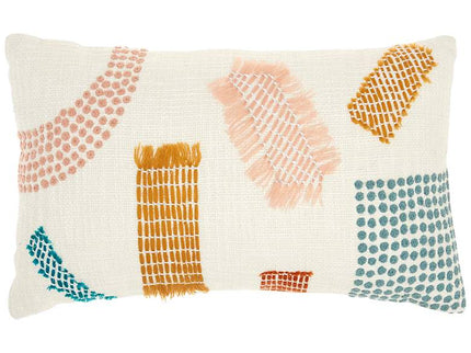 Life Styles Multi-Color Woven Patches 20" x 12" Throw Pillow