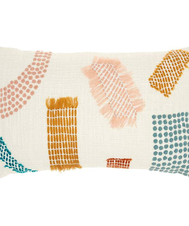 Life Styles Multi-Color Woven Patches 20" x 12" Throw Pillow