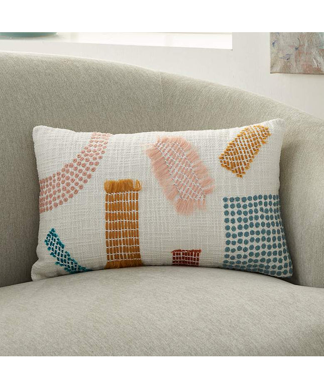 Life Styles Multi-Color Woven Patches 20" x 12" Throw Pillow