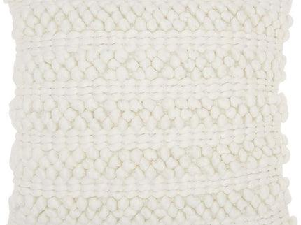 Life Styles White Woven Stripes 20" Square Throw Pillow