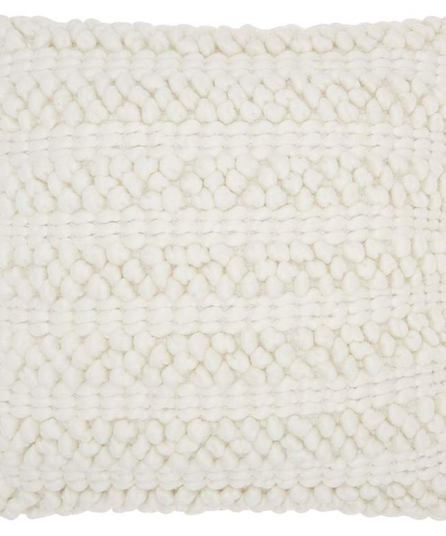 Life Styles White Woven Stripes 20" Square Throw Pillow