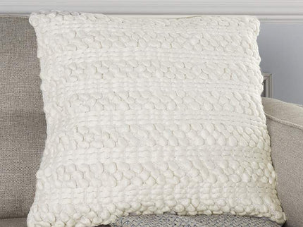 Life Styles White Woven Stripes 20" Square Throw Pillow