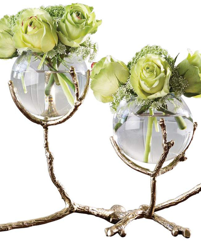 Limber Brass 12" Wide Twig 2-Vase Holder