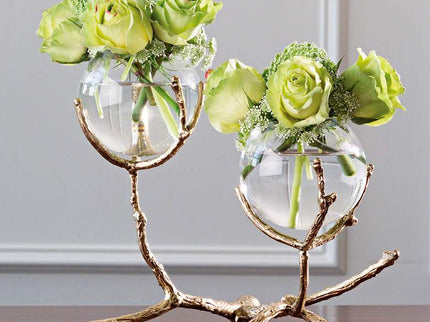 Limber Brass 12" Wide Twig 2-Vase Holder