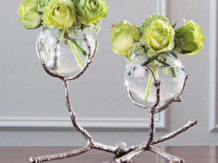 Limber Nickel 12" Wide Twig 2-Vase Holder