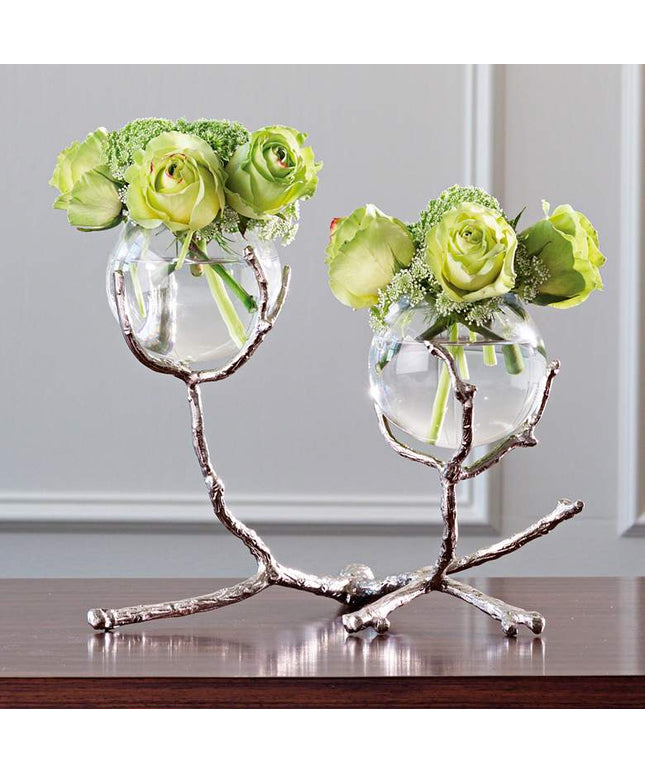 Limber Nickel 12" Wide Twig 2-Vase Holder