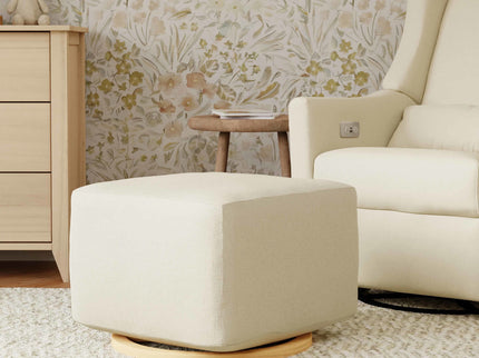 M26385PCMEWLB,Babyletto,Kiwi Gliding Ottoman in Performance Cream Eco-Weave w/ Light Wood Base