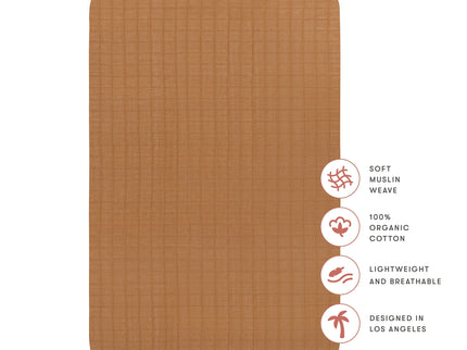 T29536BTS,Babyletto,Burnt Sienna Muslin Mini Crib Sheet in GOTS Certified Organic Cotton