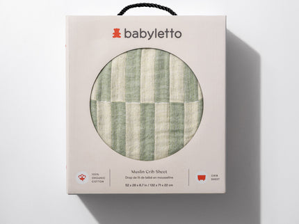 T30535,Babyletto,Moss Stripe Muslin Crib Sheet in GOTS Certified Organic Cotton