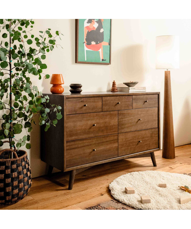 M15916NL,Palma 7-Drawer Double Dresser  Assembled in Natural Walnut