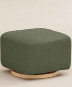 Olive Boucle with Light Wood Base