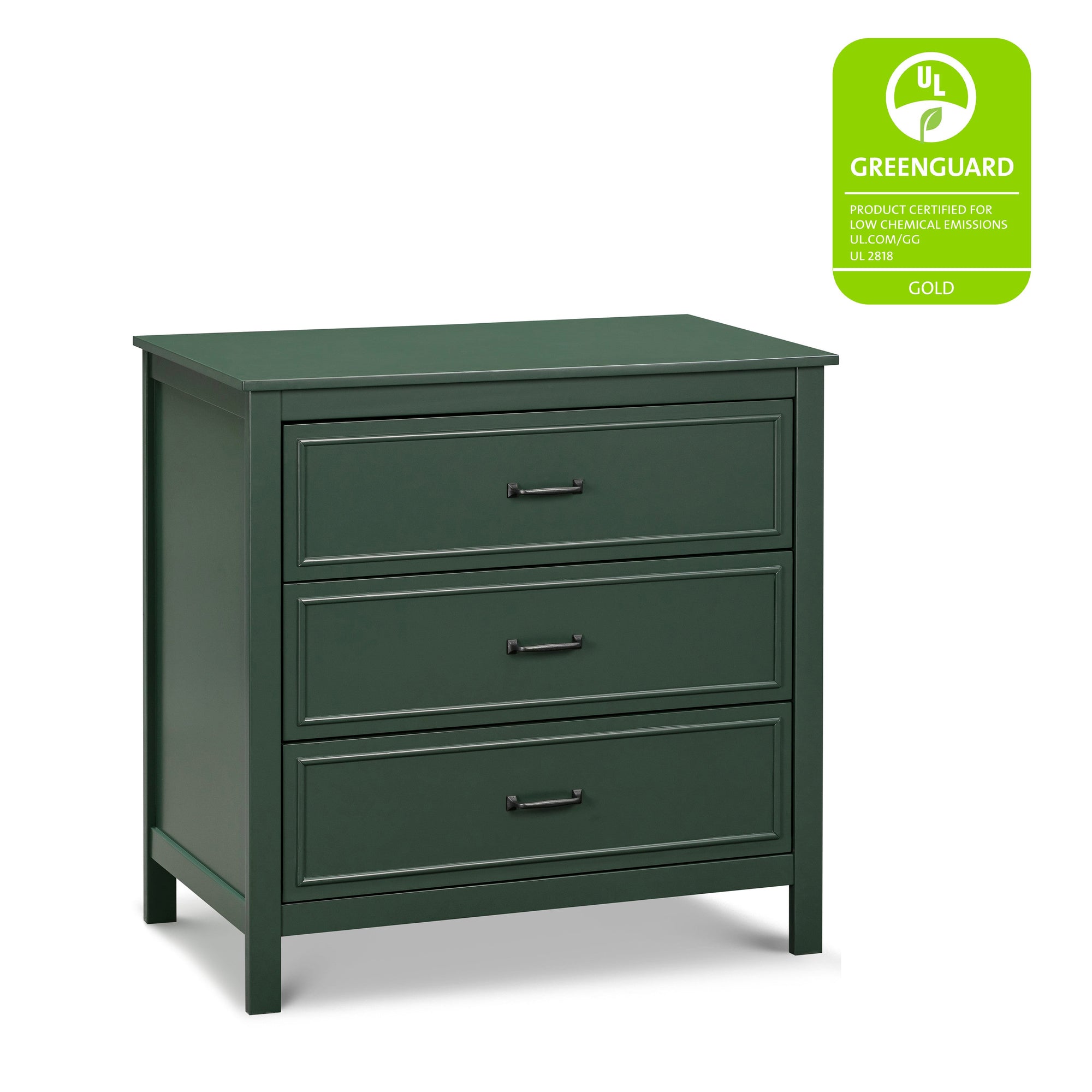M12823FRGR,DaVinci,Charlie 3-Drawer Dresser in Forest Green
