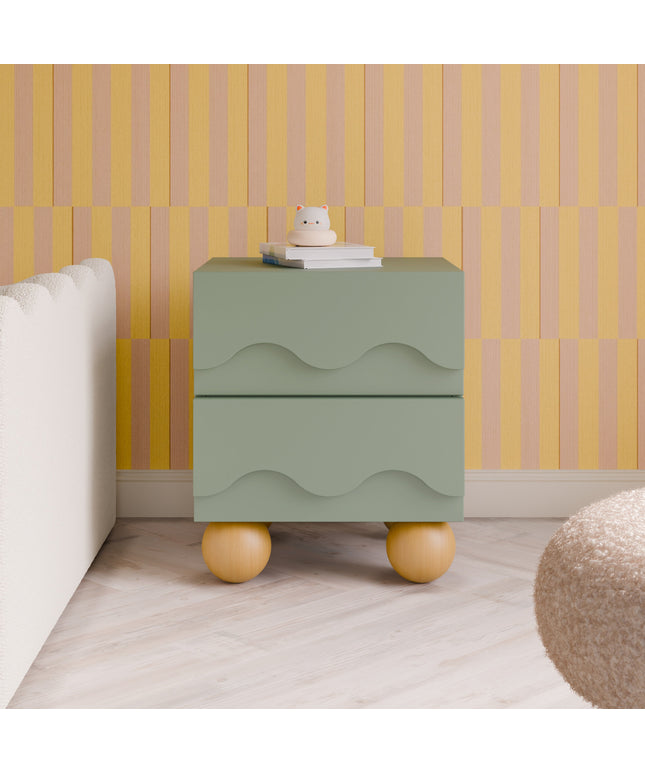 M31160LSHY,Babyletto Kids,Lido Wave Nightstand in Light Sage and Honey