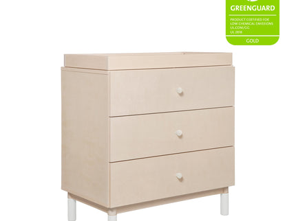 M12923NXW,Babyletto,Gelato 3-Drawer Changer Dresser  White Feet w/Removable Changing Tray in Washed Natural