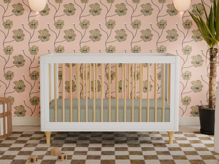 M9001WN,Babyletto,Lolly 3-in-1 Convertible Crib w/Toddler Bed Conversion Kit in White/Natural