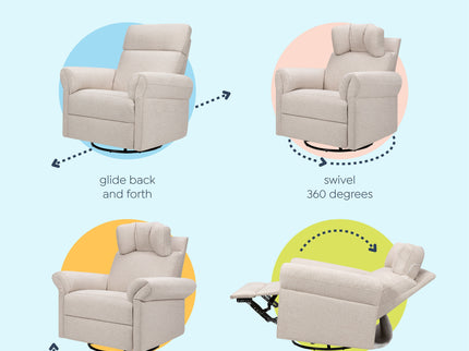 M24386BH,DaVinci,Suzy Flex Swivel Recliner w/ Adj. Arms & Headrest in Beach