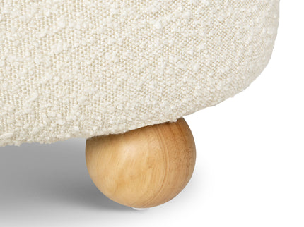 M30985PWBHF,Namesake,Tuffet Storage Ottoman in Performance Ivory Boucle w/Honey Ball Feet