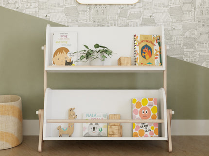 M10611WNX,Babyletto,Tally Storage and Bookshelf in White and Washed Natural Finish