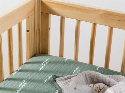 T27133,Babyletto,Ocean Waves Muslin All-Stages Midi Crib Sheet in GOTS Certified Organic Cotton