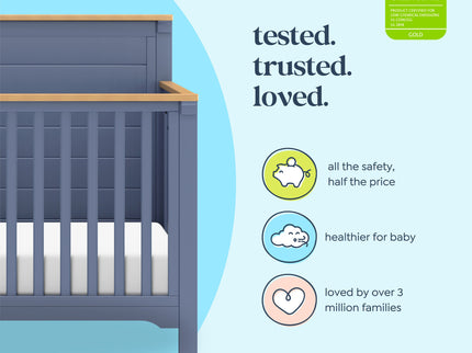 M27201CVBHY,DaVinci,Shea 4-in-1 Convertible Crib in Cove Blue and Honey