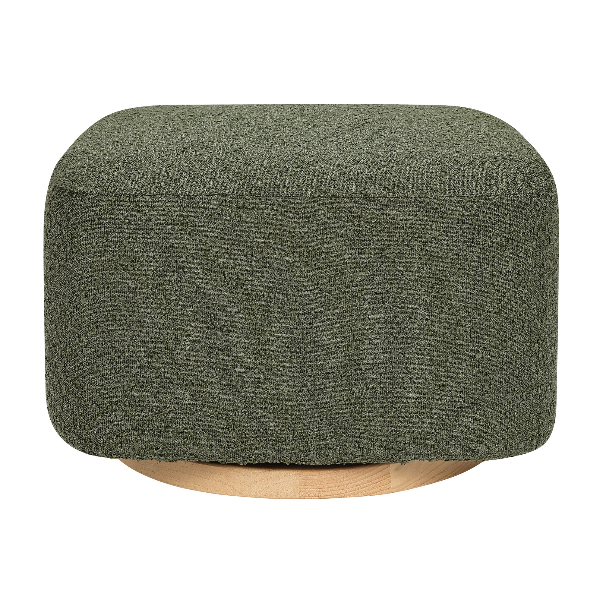 M26385OBLB,Babyletto,Kiwi Gliding Ottoman in Olive Boucle w/ Light Wood Base