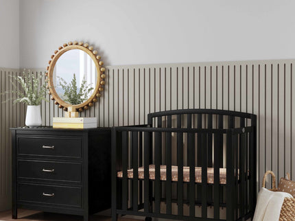 M18198E,DaVinci,Dylan Folding Portable 3-in-1 MiniCrib and TwinBed in Ebony