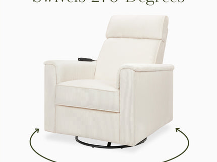 B17183YC,Monogram by Namesake,Willa Deluxe Power Glider Recliner w/Heat&Massage in Ivory Corduroy