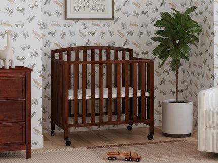 M18198Q,DaVinci,Dylan Folding Portable 3-in-1 MiniCrib and TwinBed in Espresso