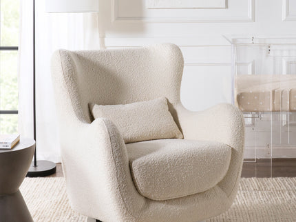M24187WBIB,Nursery Works,Solstice Swivel Glider in Ivory Boucle w/Ivory Wood Base