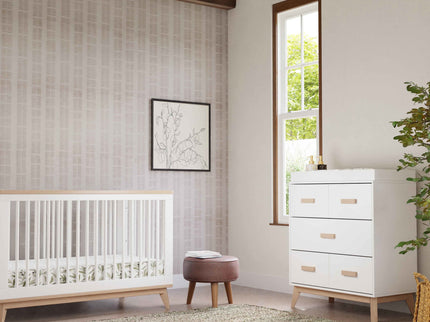 M5823WNX,Babyletto,Scoot 3-Drawer Changer Dresser in White/Washed Natural Finish