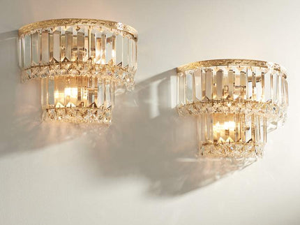 Magnificence Gold 10" Wide Crystal Wall Sconce Set of 2