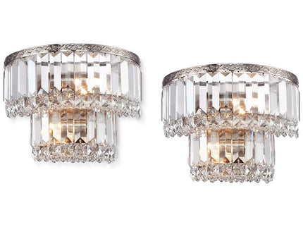 Magnificence Satin Nickel 10" Wide Crystal Wall Sconce Set of 2