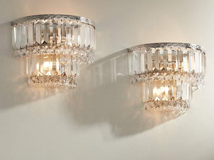 Magnificence Satin Nickel 10" Wide Crystal Wall Sconce Set of 2